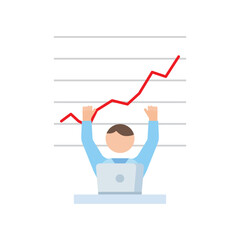 株価が上がり喜ぶ男性