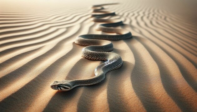 Sidewinder Snake Moving Across the Sand