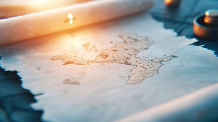 Pirate Treasure Map Adventure, an ancient parchment revealing hidden riches, marked with cryptic symbols, leading to a secluded island, enticing explorers and treasure hunters.