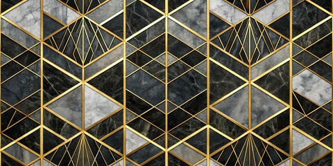 Geometric Marble and Gold Art Deco Pattern, art deco, geometric, marble, gold