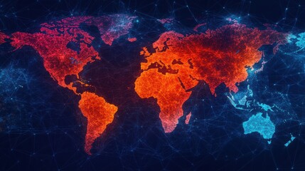 Fototapeta premium Digital rendering of economic policies visualized as pathways in a global trade network, concept of strategic trade relations