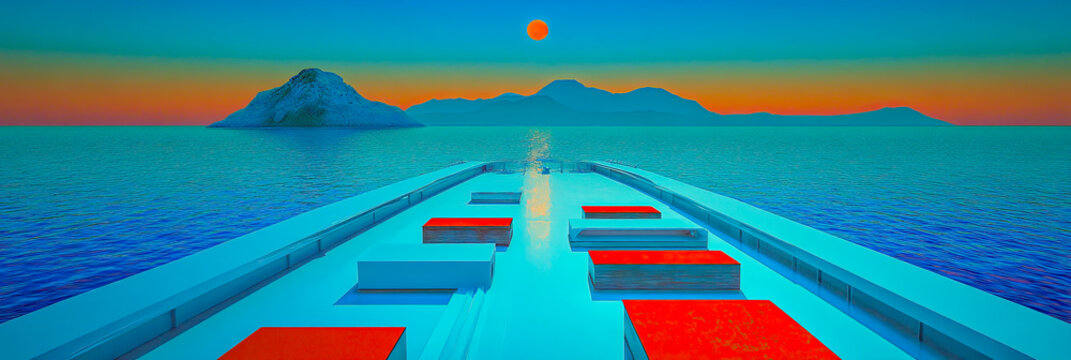 Fototapeta Eine Fähre am See