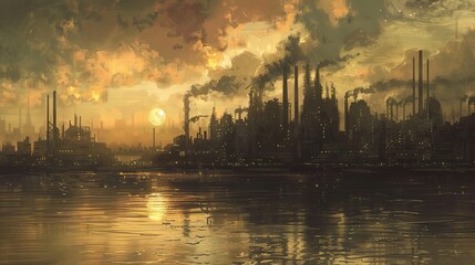 Naklejka premium industrial factory building wallpaper