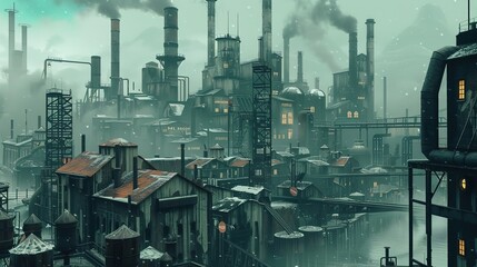 industrial factory building wallpaper