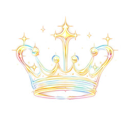 Crown neon light shiny sparkling clipart png transparent background