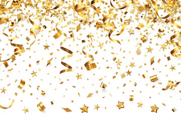 Falling gold confetti seamless background. Can be used for celebration, Christmas, New Year, Carnival festivity, Valentine&rsquo;s Day, Holiday, National Holiday, etc.