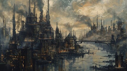 Obraz premium industrial cityscape