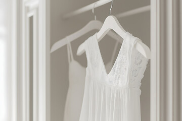 Minimalist Delicate Luxury White Dress on Vintage Closet
