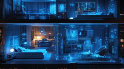 Obraz premium An AI-controlled smart home, showing seamless integration of technology into daily life