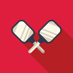 Minimalist illustration of two hand mirrors crossing, featuring a bold color scheme and long shadow