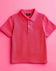 Bright pink polo shirt displayed against a vibrant background, perfect for casual or sporty occasions.