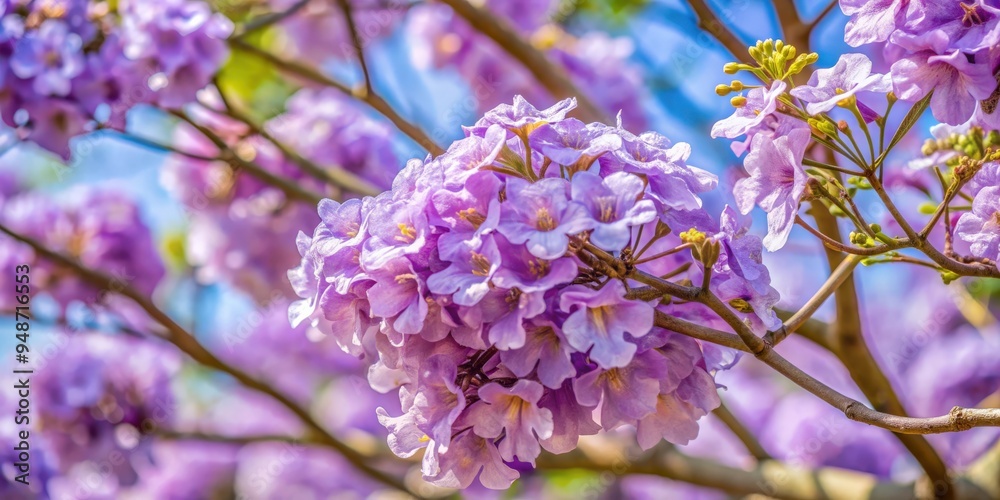 Poster close-up of paulownia tomentosa tree with fresh leaves in the spring, the fastest growing tree in th