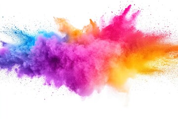 Color powder splash rainbow background paint holi smoke colour . Powder color splash explosion dust ink burst splatter white texture isolated black spray party blue wallpaper with generative ai