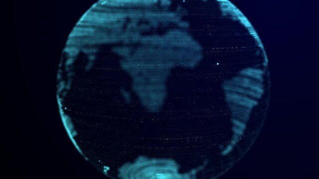 Global world network concept. Safety wireless network connection technology. Big data analytics and visualization. Science background with blue planet Earth. 3D rendering.
