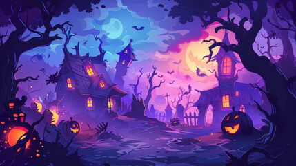 Obraz premium Halloween theme, background, mobile game, splash art -