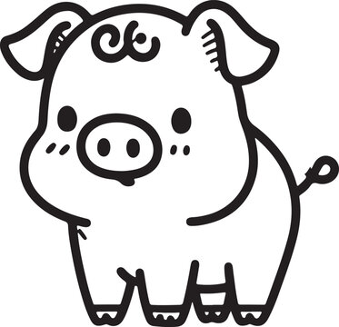 recommend clip art: A pig line art with white background