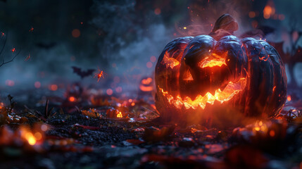 Halloween background. Dim moonlight, with a dark ancient castle as the background