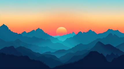 Fototapeta premium sunset at the mountain wallpaper