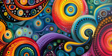 Fototapeta premium Amazing dot painting, landscape photography, interesting pattern, black pen on top of painting