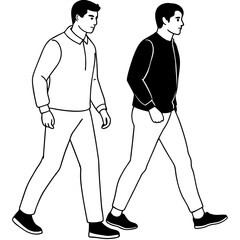 Vector Illustration of Two Men Walking