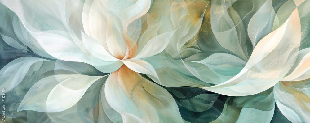 Wall mural Ethereal floral abstract design, suitable for nature-inspired digital art, home decor, and calming wellness spaces.