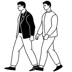 Vector Illustration of Two Men Walking
