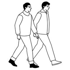Vector Illustration of Two Men Walking