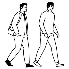 Vector Illustration of Two Men Walking
