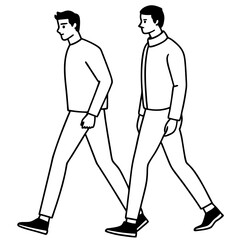 Vector Illustration of Two Men Walking