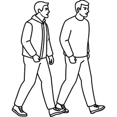 Vector Illustration of Two Men Walking