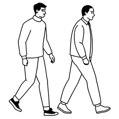 Vector Illustration of Two Men Walking