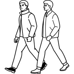 Vector Illustration of Two Men Walking