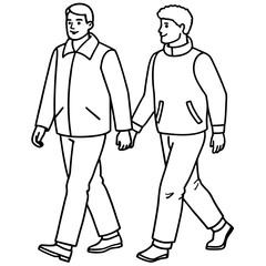 Vector Illustration of Two Men Walking