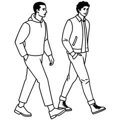Vector Illustration of Two Men Walking