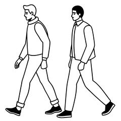 Vector Illustration of Two Men Walking