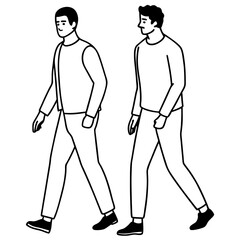 Vector Illustration of Two Men Walking