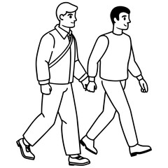 Vector Illustration of Two Men Walking