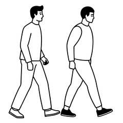 Vector Illustration of Two Men Walking