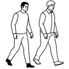 Vector Illustration of Two Men Walking