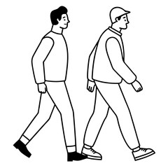 Vector Illustration of Two Men Walking