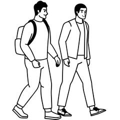 Vector Illustration of Two Men Walking