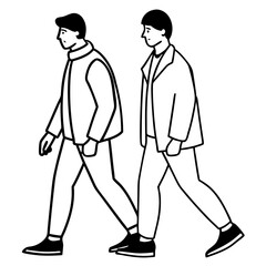 Vector Illustration of Two Men Walking