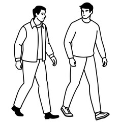 Vector Illustration of Two Men Walking