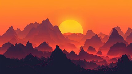 sunset at the mountain wallpaper