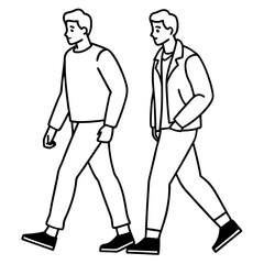 Vector Illustration of Two Men Walking
