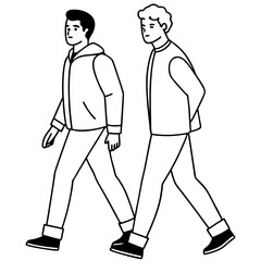Vector Illustration of Two Men Walking
