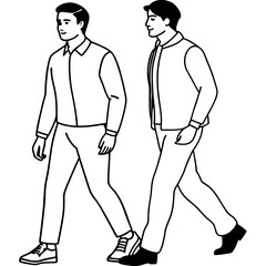 Vector Illustration of Two Men Walking