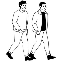 Vector Illustration of Two Men Walking