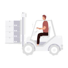 An illustration of warehouse lift worker in flat style 

