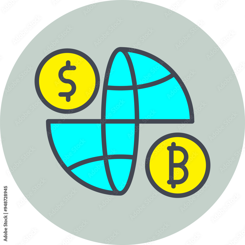 Sticker currency symbols vector icon